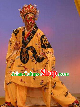 Chinese Peking Opera Monk Apparel A Monkey King Costumes Martial Male Frock Robe Garment and Headwear