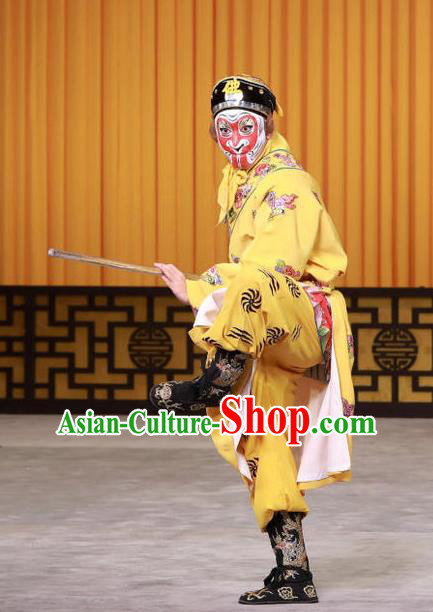 Chinese Peking Opera Martial Male Apparel A Monkey King Costumes Takefu Wusheng Sun Wukong Garment and Headwear