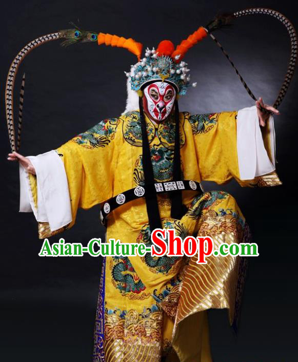 Chinese Peking Opera Garment Takefu A Monkey King Costumes Wusheng Martial Male Sun Wukong Apparel Embroidered Robe and Headwear