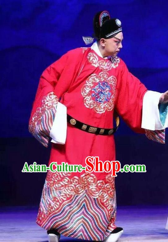 Chinese Cantonese Opera Xiaosheng Garment Princess Chang Ping Costumes Zhou Shixian Number One Scholar Apparels and Hat