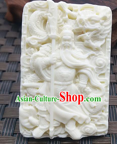 Chinese Handmade Jade Label Accessories Handgrip Craft Handmade Carving Guan Yu Jade Waist Pendant