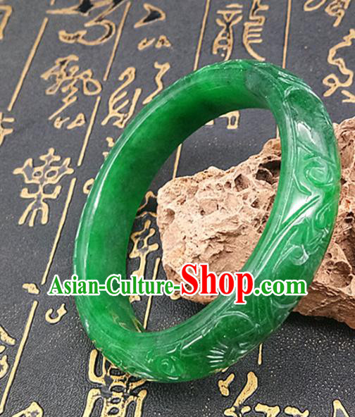 Chinese Ancient Hanfu Green Jade Bangle Hetian Jade Jewelry Jadeite Bracelet Accessories