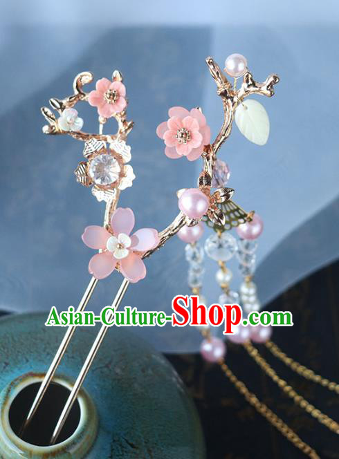 Chinese Ancient Hanfu Tassel Hair Clip Hanfu Hair Accessories Women Headwear Plum Blossom Hairpin