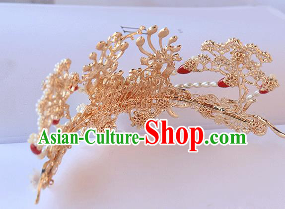 Chinese Ancient Hanfu Hairpin Hair Clip Hanfu Hair Accessories Women Headwear Pearls Phoenix Hair Comb