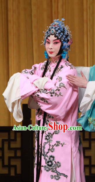 Chinese Cantonese Opera Hua Tan Pink Dress Apparel The Dream in Lady Chamber Peking Opera Garment Costumes and Headpieces