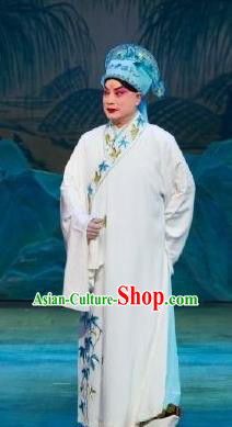 Chinese Beijing Opera Young Men Garment Butterfly Fairy Tale Apparels Xiaosheng Costumes Zhu Yingtai White Robe and Hat