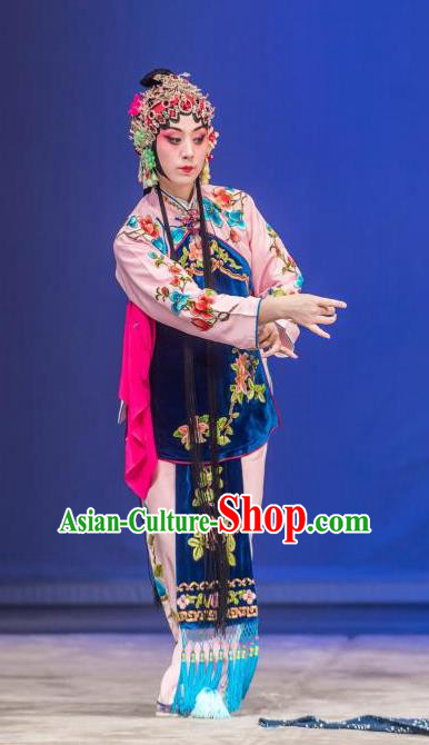 Chinese Traditional Peking Opera Xiaodan Apparel Garment the Wandering Dragon Toys with the Phoenix Young Lady Li Fengjie Costumes and Headwear
