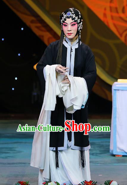 Traditional Chinese Peking Opera Dan Tsing Yi Garment Dress San Niang Jiao Zi Distress Maiden Wang Chune Costumes and Headwear