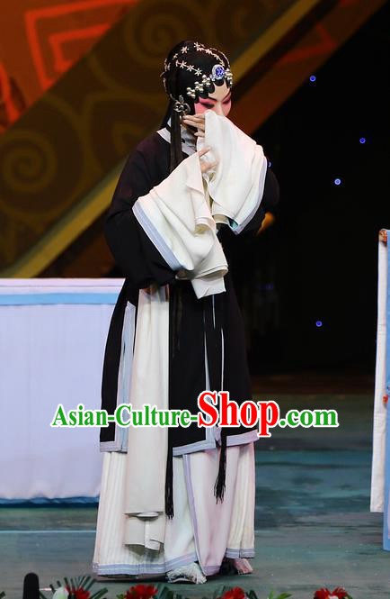 Traditional Chinese Peking Opera Dan Tsing Yi Garment Dress San Niang Jiao Zi Distress Maiden Wang Chune Costumes and Headwear