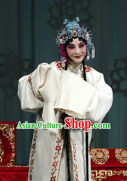 Traditional Chinese Peking Opera Diva White Dress Garment Return of the Phoenix Hua Tan Costumes and Headdress