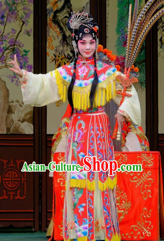 Chinese Peking Opera Young Female Garment Costumes Traditional Lv Bu and Diao Chan Apparels Hua Tan Dress and Headwear