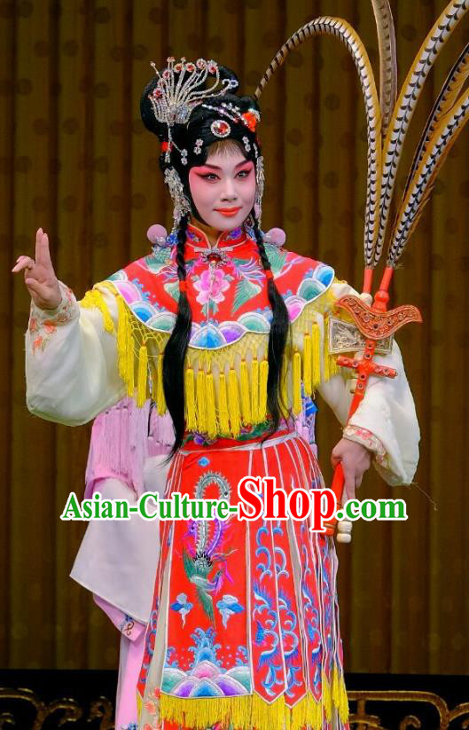 Chinese Peking Opera Young Female Garment Costumes Traditional Lv Bu and Diao Chan Apparels Hua Tan Dress and Headwear