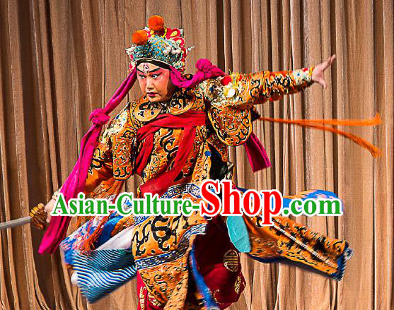 Chinese Peking Opera Takefu Costumes Garment Havoc In Heaven Wusheng Erlang God Apparels and Headwear