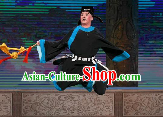 Chinese Peking Opera Havoc In Heaven Clown Costumes Garment Chou Role Apparels and Hat Complete Set