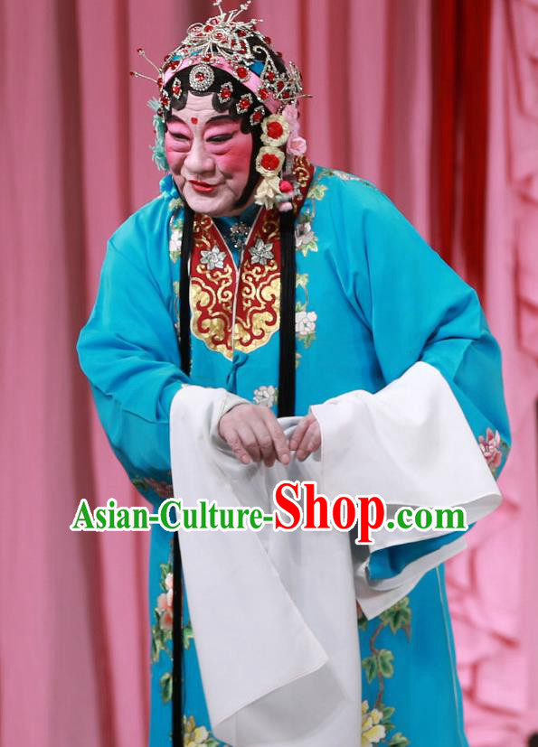 Traditional Chinese Peking Opera Female Dress Garment Return of the Phoenix Costumes Blue Apparels and Headwear