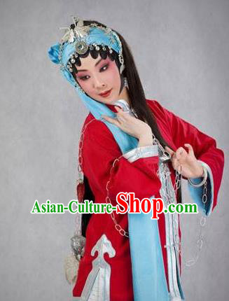 Traditional Chinese Peking Opera Susan Left Hongtong County Female Prisoner Costumes Apparel Young Lady Garment and Headwear