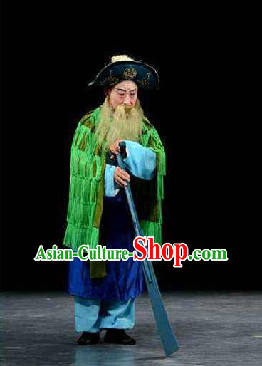 Chinese Beijing Opera Elderly Male Garment Henan Opera Legend of the White Snake Apparels Fisherman Costumes and Hat