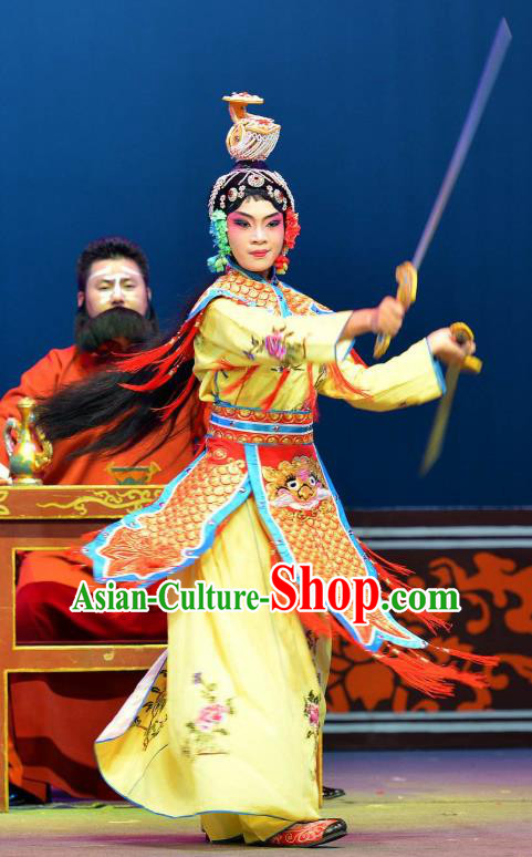 Traditional Chinese Peking Opera Wudan Dress Farewell My Concubine Costumes Martial Female Yu Ji Garment and Headwear