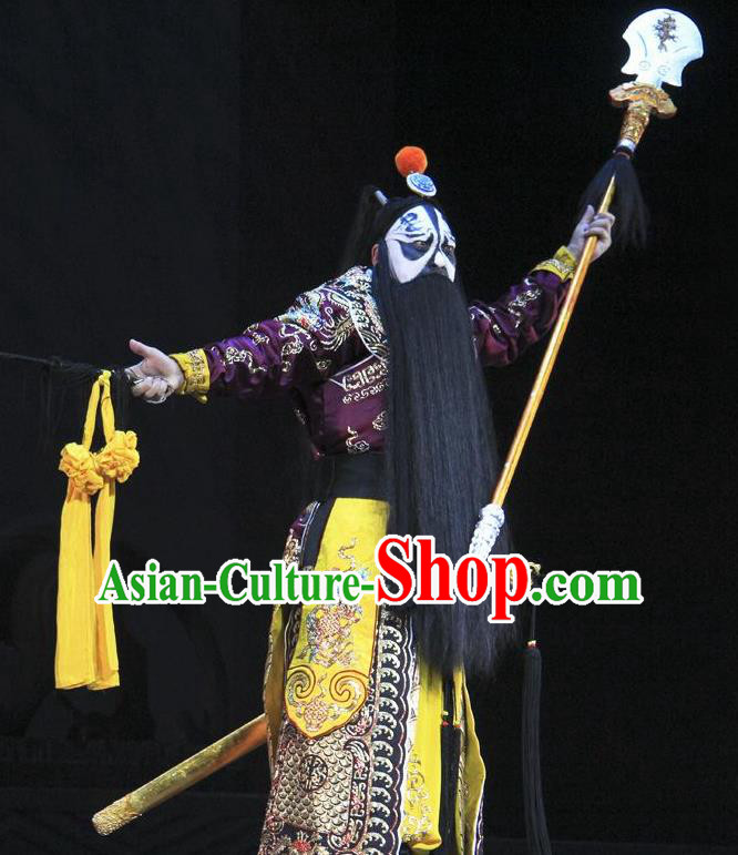 Chinese Beijing Opera Wusheng Costumes Garment Peking Opera Farewell My Concubine Martial Role Chu King Apparels and Headwear
