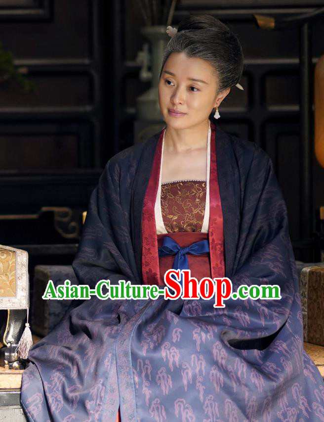 Ancient Chinese Queen Mother Apparel Historical Costumes and Headpieces Drama Serenade of Peaceful Joy Song Dynasty Empress Dowager Liu E Garment