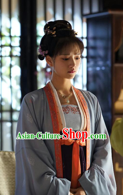 Ancient Chinese Drama Serenade of Peaceful Joy Historical Costumes Song Dynasty Princess Zhao Huirou Apparel Garment and Headpieces
