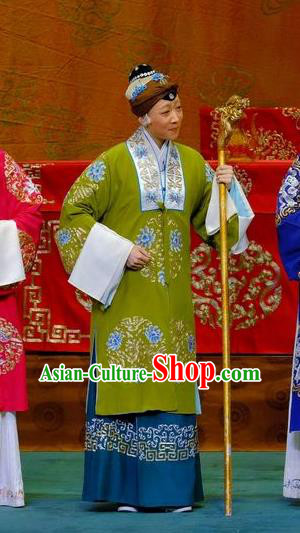 Chinese Traditional Peking Opera Elderly Women Garment Costumes Yangmen Female General Countess She Saihua Apparels and Headpieces