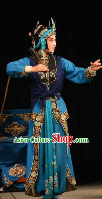 Chinese Traditional Peking Opera Wudan Costumes Wujiapo Martial Female Apparels Garment and Headdress
