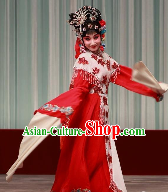 Chinese Traditional Peking Opera Maidservant Costumes Matchmaker Garment Servant Girl Red Dress Apparels and Headdress