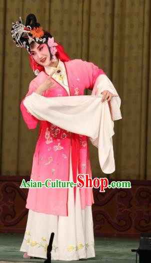 Traditional Chinese Peking Opera Hua Tan Apparels Garment Matchmaker Actress Cui Yingying Pink Dress Costumes and Headwear