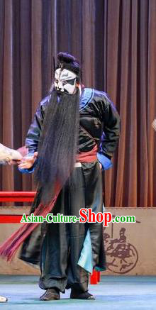 Chinese Peking Opera Clown Takefu Apparels Costumes San Cha Kou Wusheng Martial Men Black Garment and Headwear