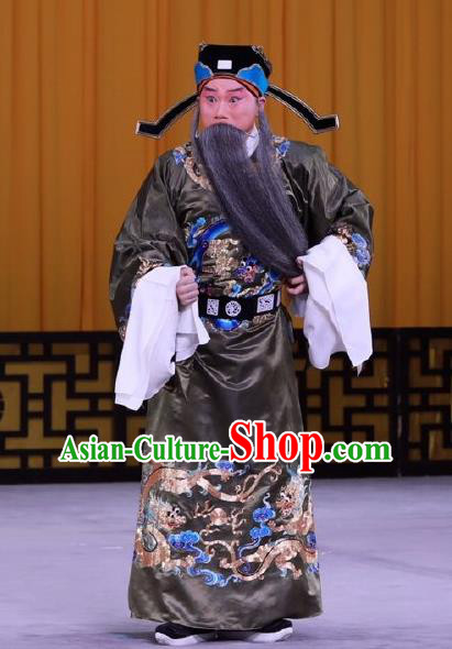 Chinese Peking Opera Elderly Male Costumes In Pursuit of The General Apparels Lao Sheng Chancellor Han Xin Garment and Hat