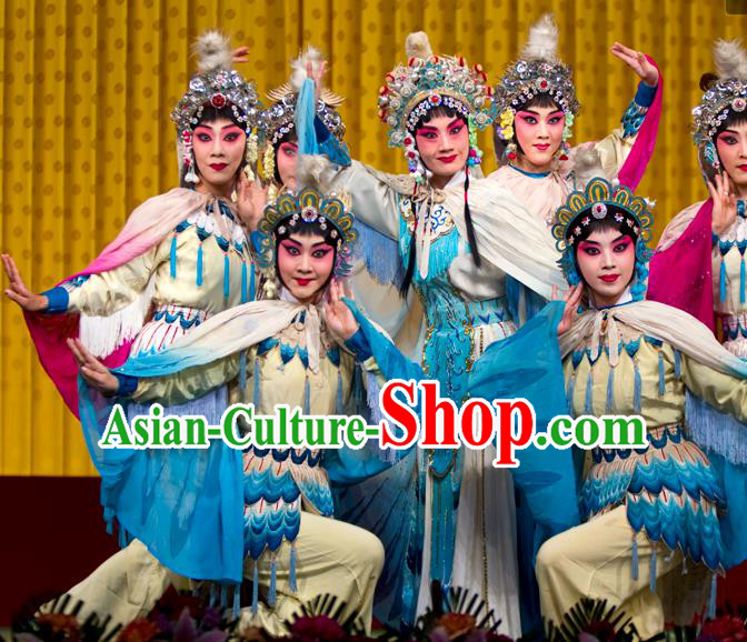 Traditional Chinese Peking Opera Martial Female Wudan Apparels Garment The Fire Fenix Swordplay Dress Costumes and Headwear