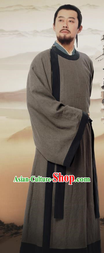Ancient Chinese Song Dynasty Official Fan Zhongyan Costumes Historical Drama Serenade of Peaceful Joy Politician Hanfu Garment and Headwear