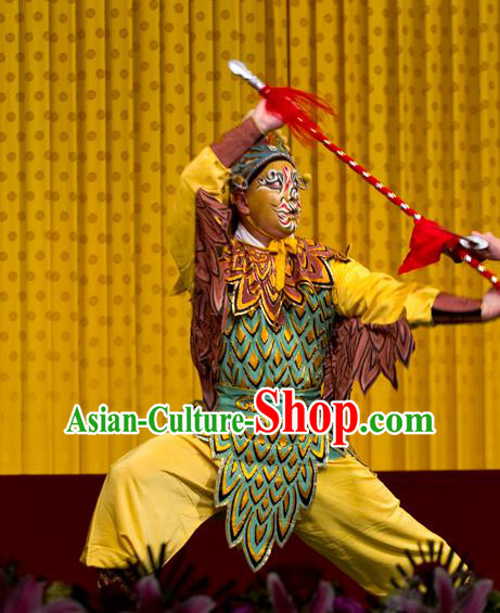 Chinese Peking Opera Takefu Wu Sheng Costumes The Fire Fenix Apparels Martial Male Actor Garment and Headwear