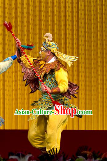 Chinese Peking Opera Takefu Wu Sheng Costumes The Fire Fenix Apparels Martial Male Actor Garment and Headwear