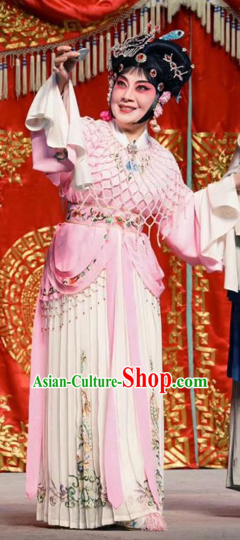 Traditional Chinese Peking Opera Hua Tan Costumes Apparels Garment Kun Opera Selling Youlang Exclusive to the Flower Leader Courtesan Pink Dress and Headdress