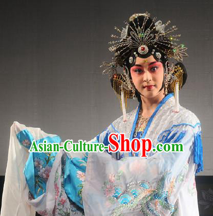 Chinese Beijing Opera Costumes Apparels Garment The Legend and Hero Peking Opera Hua Tan Imperial Consort Su Daji Dress and Headdress