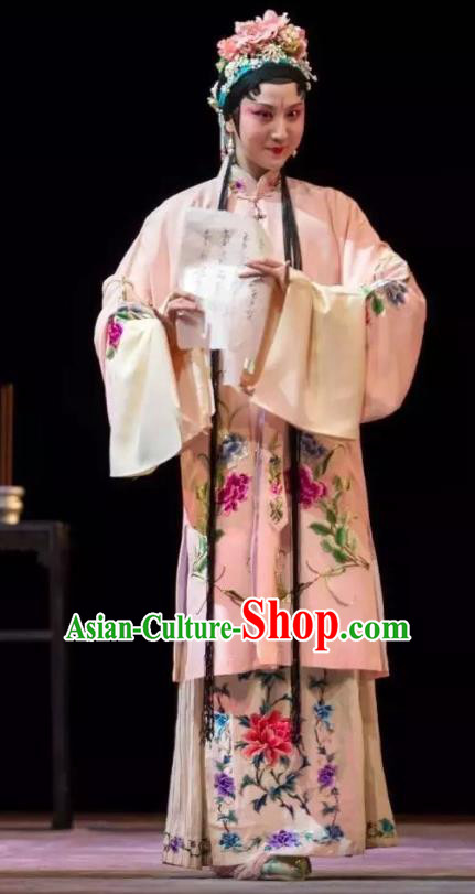 Chinese Kun Opera Costumes Apparels Garment The Fragrant Companion Peking Opera Hua Tan Pink Dress and Headdress