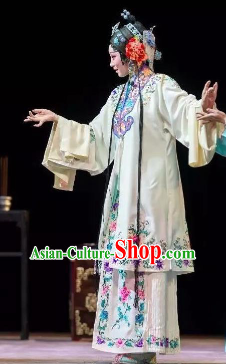 Chinese Kun Opera Diva Costumes Garment The Fragrant Companion Peking Opera Hua Tan White Dress Apparels and Headwear