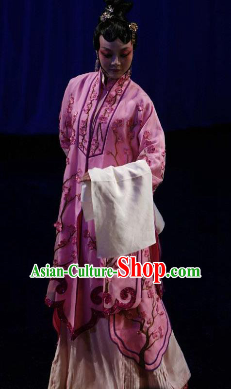 Chinese Kun Opera Diva Hua Tan Apparels Costumes The Fragrant Companion Peking Opera Young Lady Garment Pink Cape and Hair Ornaments