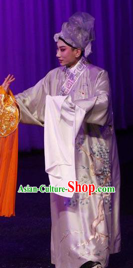 Chinese Peking Opera Young Men Costumes Kun Opera The Fragrant Companion Niche Apparels Garment Scholar Embroidered Robe and Hat