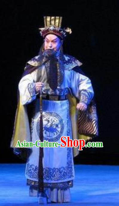 Chinese Historical Beijing Opera Old Scholar Costumes Cao Cao And Yang Xiu Apparels Elderly Male Garment and Hat