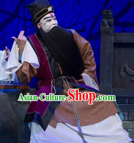 Chinese Historical Beijing Opera Painted Face Role Costumes Cao Cao And Yang Xiu Apparels Elderly Male Garment and Hat
