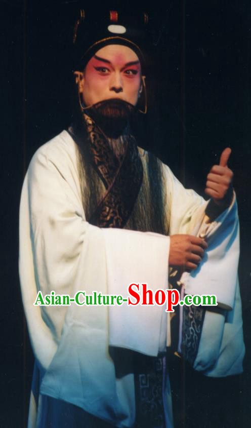 Chinese Historical Beijing Opera Adviser Costumes Cao Cao And Yang Xiu Apparels Elderly Male Role Garment and Hat