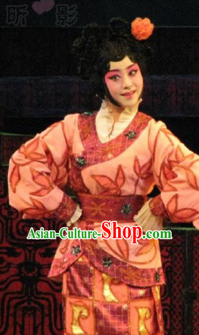 Chinese Beijing Opera Young Lady Hanfu Dress Apparels Costumes Zeng Houyi Peking Opera Court Maid Xiao Dan Garment and Hair Accessories