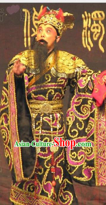 Chinese Historical Beijing Opera King Zeng Houyi Apparels Peking Opera Elderly Male Monarch Garment Costumes and Hat