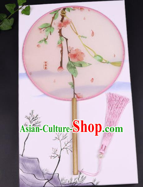 Handmade Chinese Printing Pink Silk Fans Traditional Classical Dance Palace Fan for Women