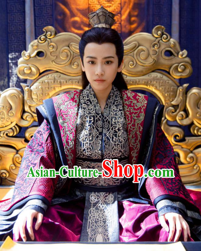 Chinese Ancient Drama Joy of Life Emperor of Northern Qi Replica Costume and Headpiece Complete Set