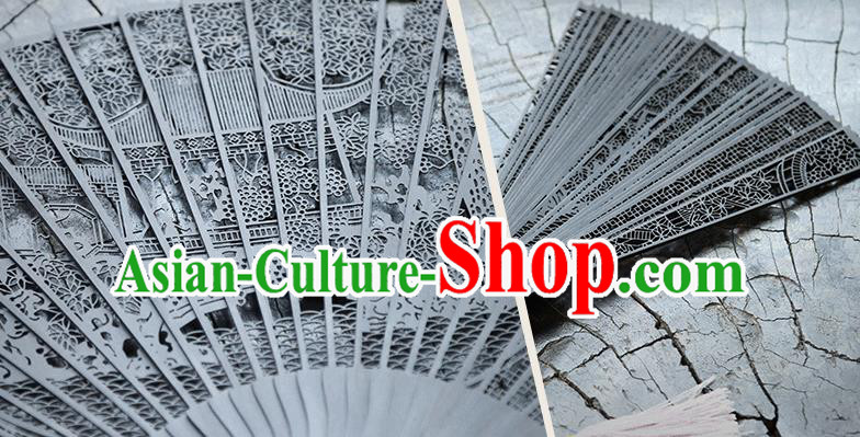 Handmade Chinese Carving Wangshi Garden Ebony Fan Traditional Classical Dance Accordion Fans Folding Fan