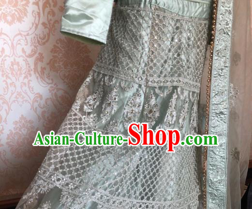 Indian Traditional Embroidered Lehenga Green Dress Asian India Bride Wedding Costume for Women